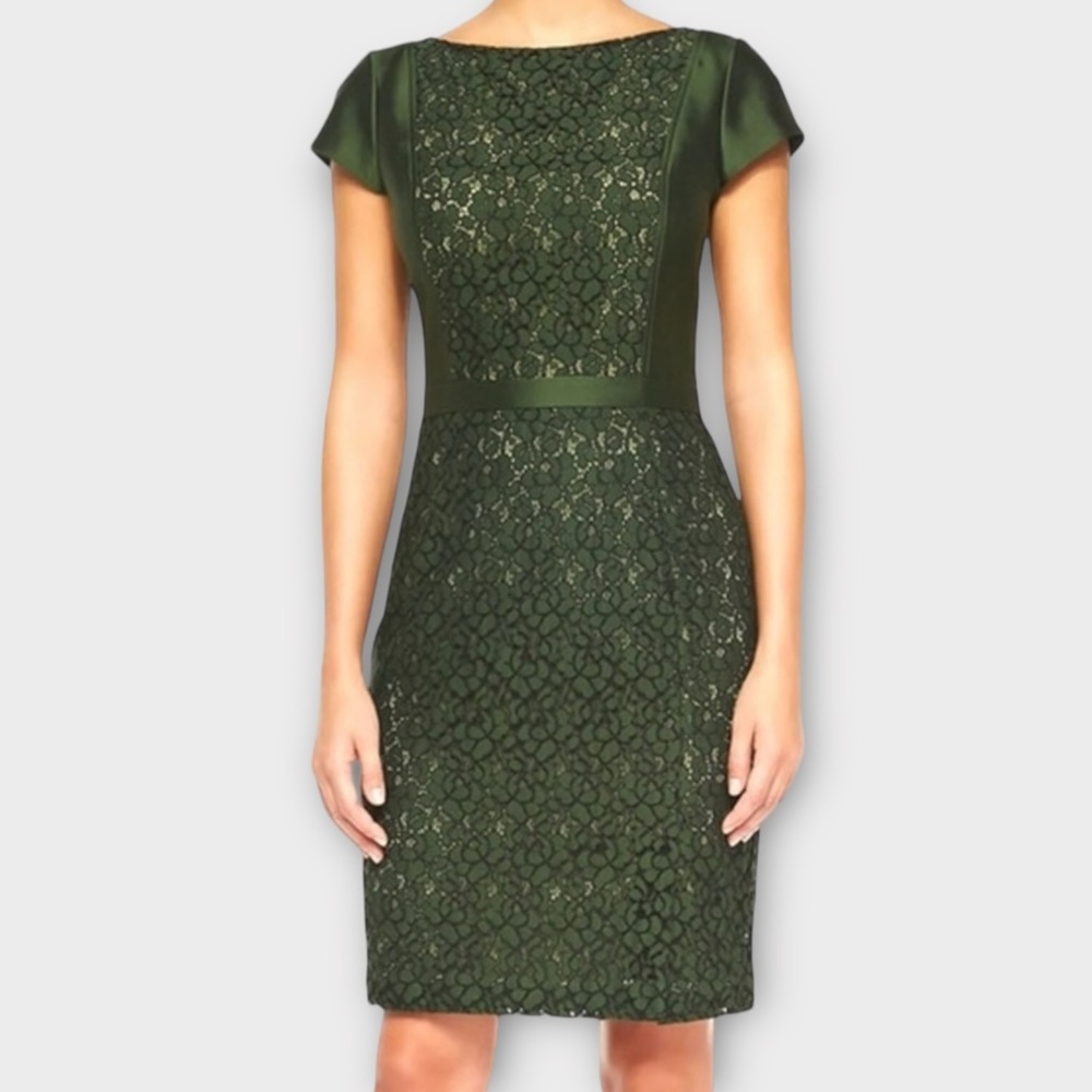Tory Burch Women’s Mariana Dress Size 4 Lace Jacquard Douglas Fir Designer NWT